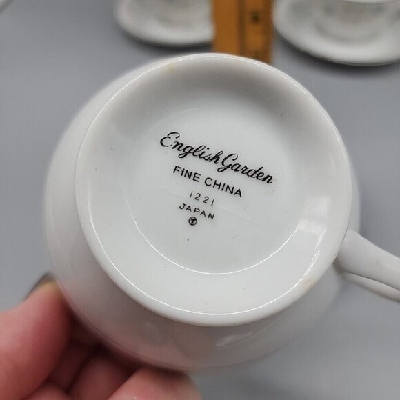 Vintage English Garden Fine China 1221 Japan TEA CUP & SAUCER Set Of 3 - Picture 6 of 6